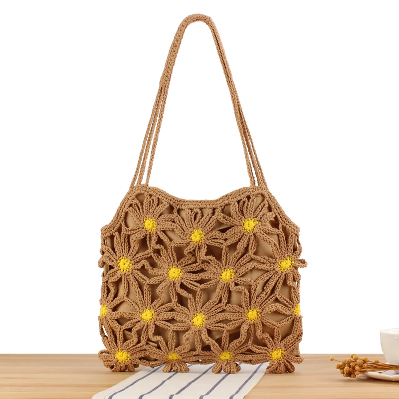 Handgefertigte Makramee-Tasche mit floralen Akzenten Skanto