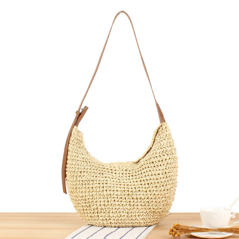 Handgefertigte Makramee-Tasche mit elegantem Lederakzent Skanto