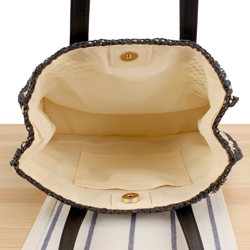 Geflochtene Tragetasche mit elegantem Ledergriff Skanto