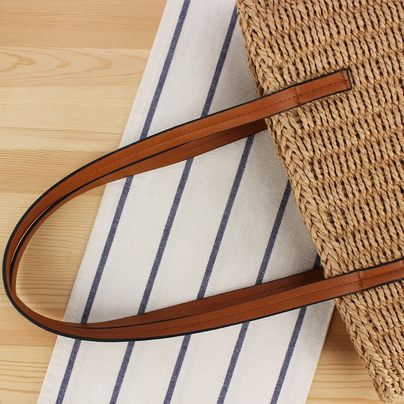 Robuste Raffia-Tragetasche mit stabilen Ledergriffen Skanto