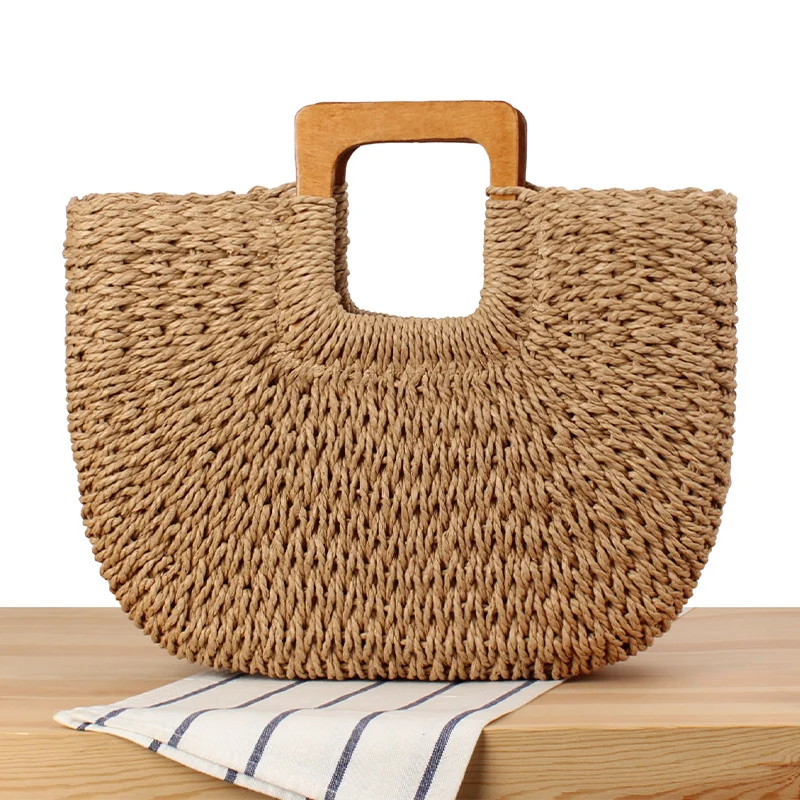 Geflochtene Strandtasche mit Holzgriff Skanto