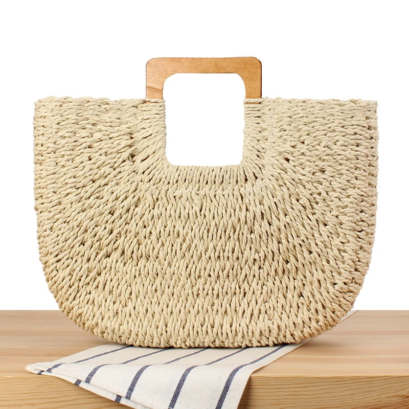 Geflochtene Strandtasche mit Holzgriff Skanto