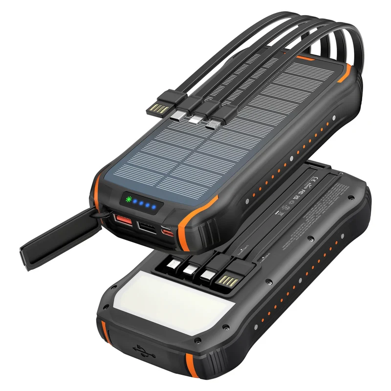 Tragbare Solar-Powerbank mit multifunktionalen Ladeanschlüssen und robustem Gehäuse Skanto