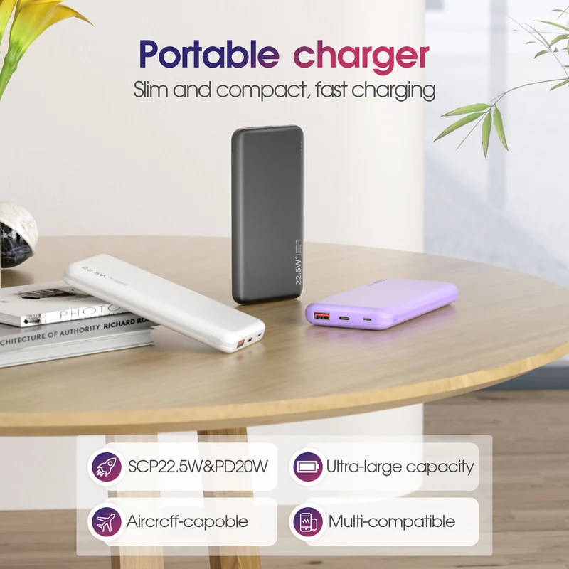 Tragbare Powerbank mit Schnellladefunktion und mehreren Anschlüssen Skanto