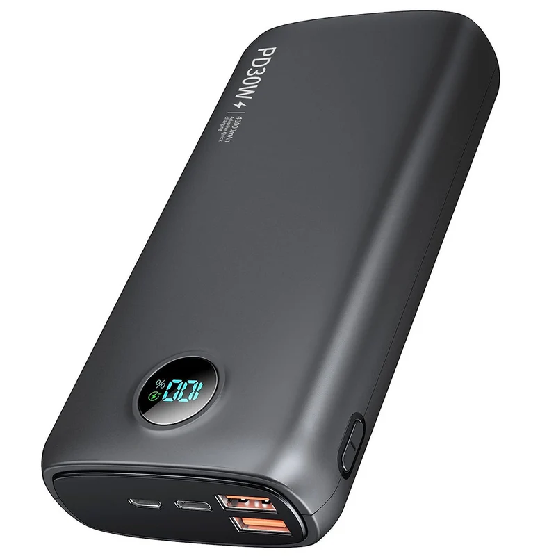 Tragbare Powerbank mit digitalem LED-Display und Taschenlampenfunktion Skanto