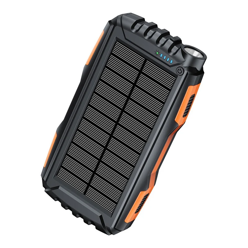 Solarbetriebene Powerbank mit LED-Taschenlampe und robustem Gehäuse Skanto