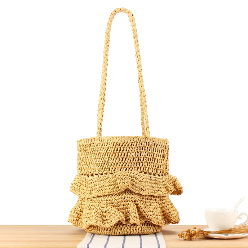Geflochtene Rucksacktasche mit stilvollen Rüschendetails Skanto