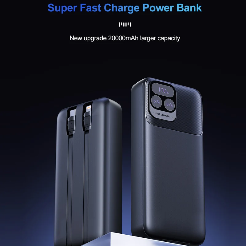 Powerbank mit Dual-Ladekabel und Schnellladefunktion Skanto