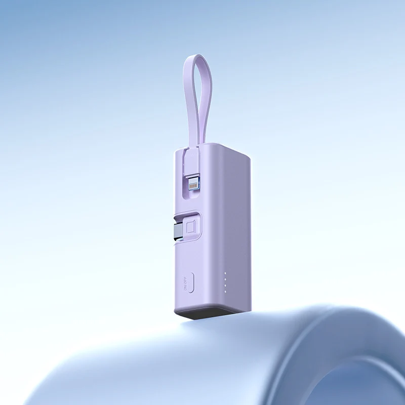 Mini Powerbank mit integriertem Ladekabel und LED-Anzeige Skanto